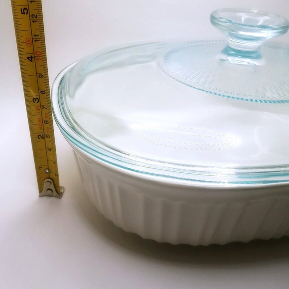 CorningWare Baking Casserole Dish Stoneware French White Pyrex Lid 1.5 Qt Oval - Picture 8 of 12
